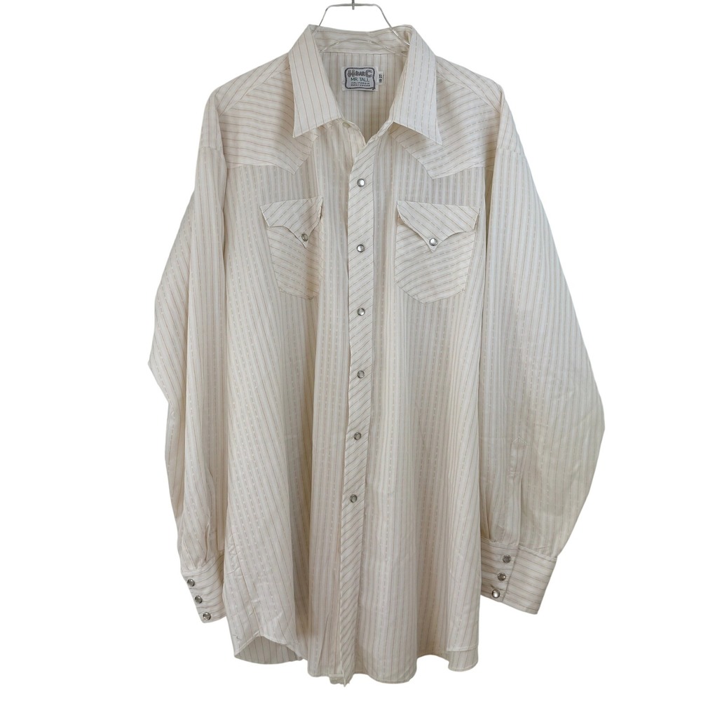 Vintage H BAR C MR. TALL Western Shirt STRIPED COWBOY Pearl Snap MEN 19-37 RANCH